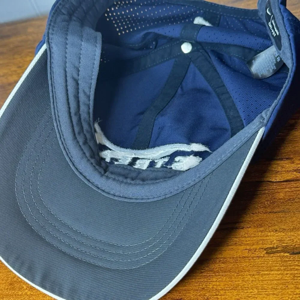 Nike Golf STREAM Dri-FIT Swoosh Perforated Hat OSFM Navy Blue White Heritage86